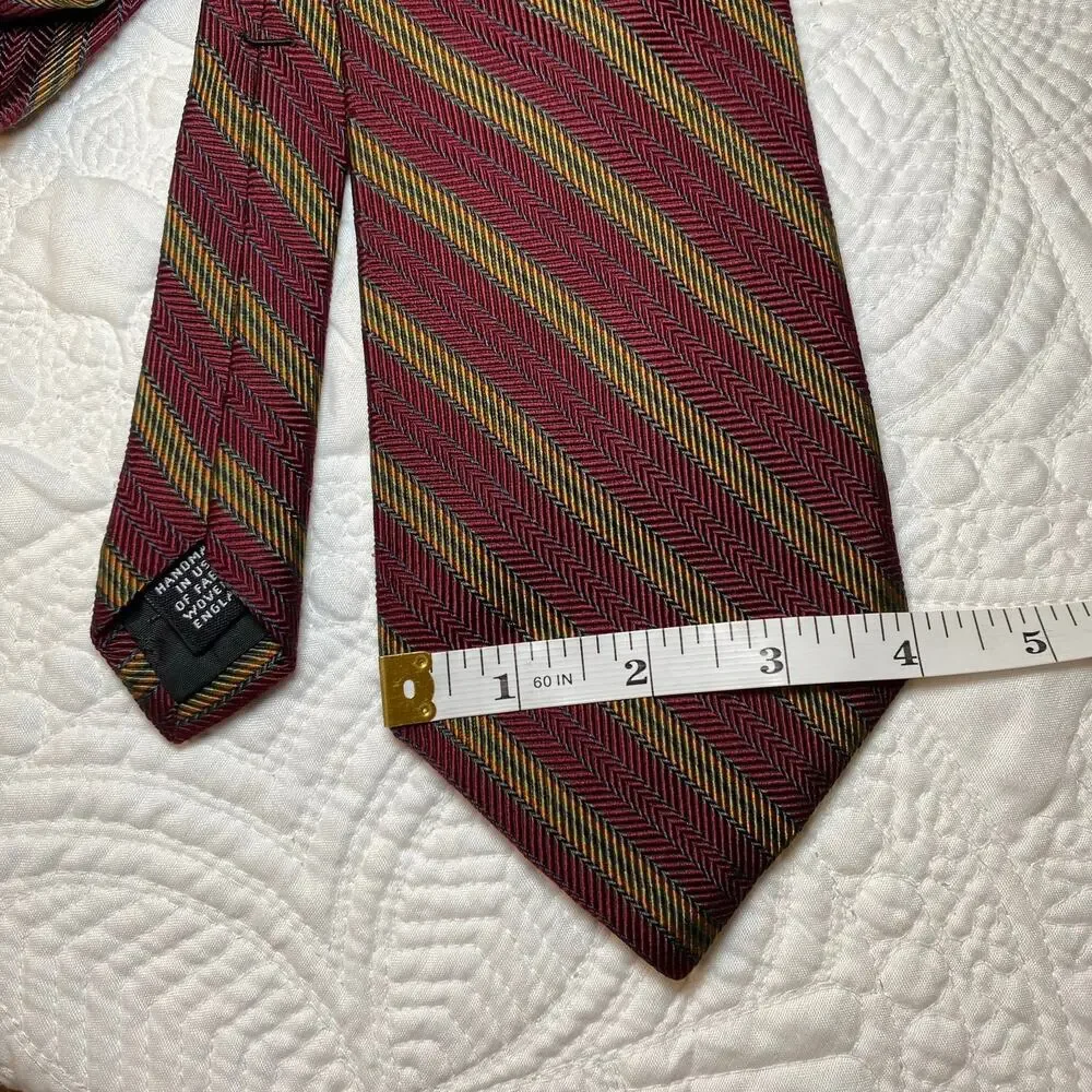Hickey Freeman Men's Silk Repp Tie Classic Maroon Diagonal Stripe USA Made 60x4